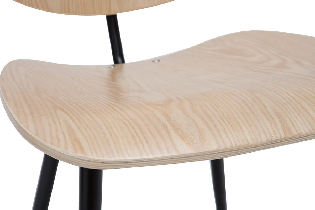 Miliboo Stühle TOBIAS helles Holz und schwarzes Metall 2er-Set* Design-stühle|Holzstühle