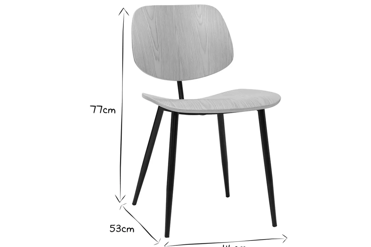 Miliboo Stühle TOBIAS helles Holz und schwarzes Metall 2er-Set* Design-stühle|Holzstühle