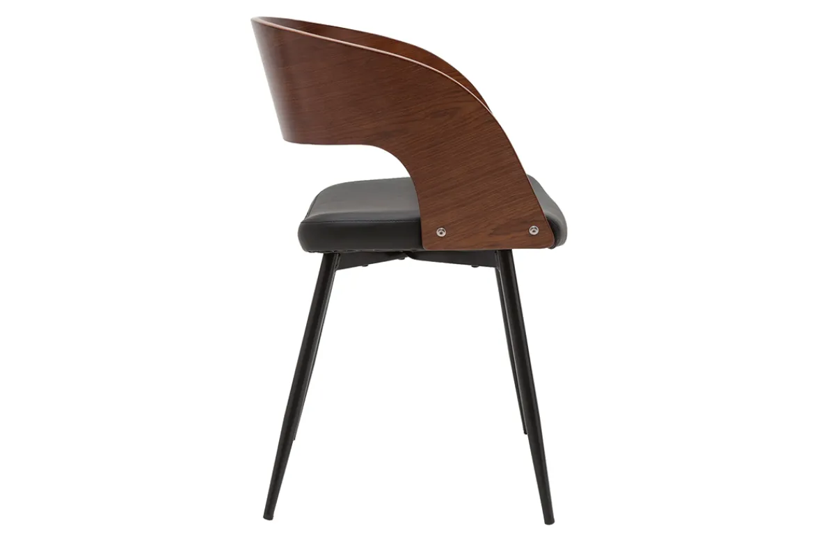Miliboo Stühle Walnussoptik und schwarze Sitzfläche (2er-Set) RIFF* Design-stühle|Holzstühle