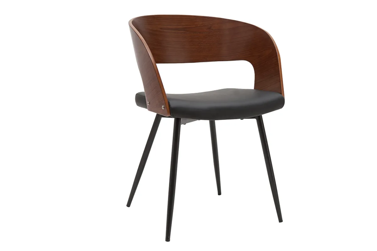 Miliboo Stühle Walnussoptik und schwarze Sitzfläche (2er-Set) RIFF* Design-stühle|Holzstühle