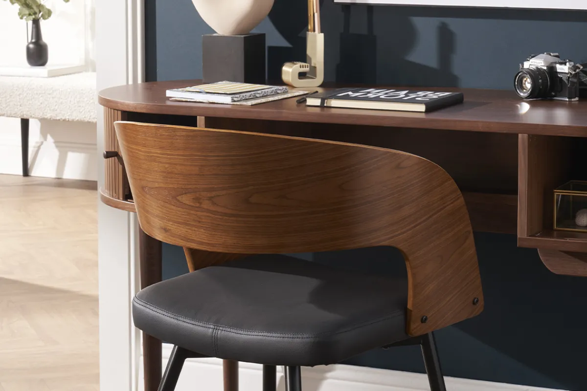 Miliboo Stühle Walnussoptik und schwarze Sitzfläche (2er-Set) RIFF* Design-stühle|Holzstühle