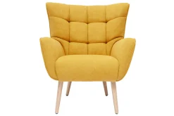 Miliboo Stoffsessel mit senfgelbem Samteffekt und Holzfüßen AVERY* Design-sessel|Sessel