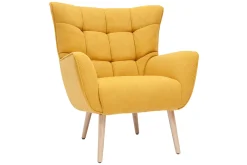 Miliboo Stoffsessel mit senfgelbem Samteffekt und Holzfüßen AVERY* Design-sessel|Sessel