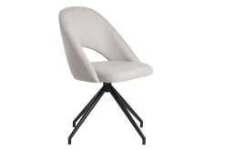 Miliboo Stuhl aus beigem Stoff mit texturiertem Samteffekt und schwarzem Metall 360° drehbar COSETTE* Design-stühle