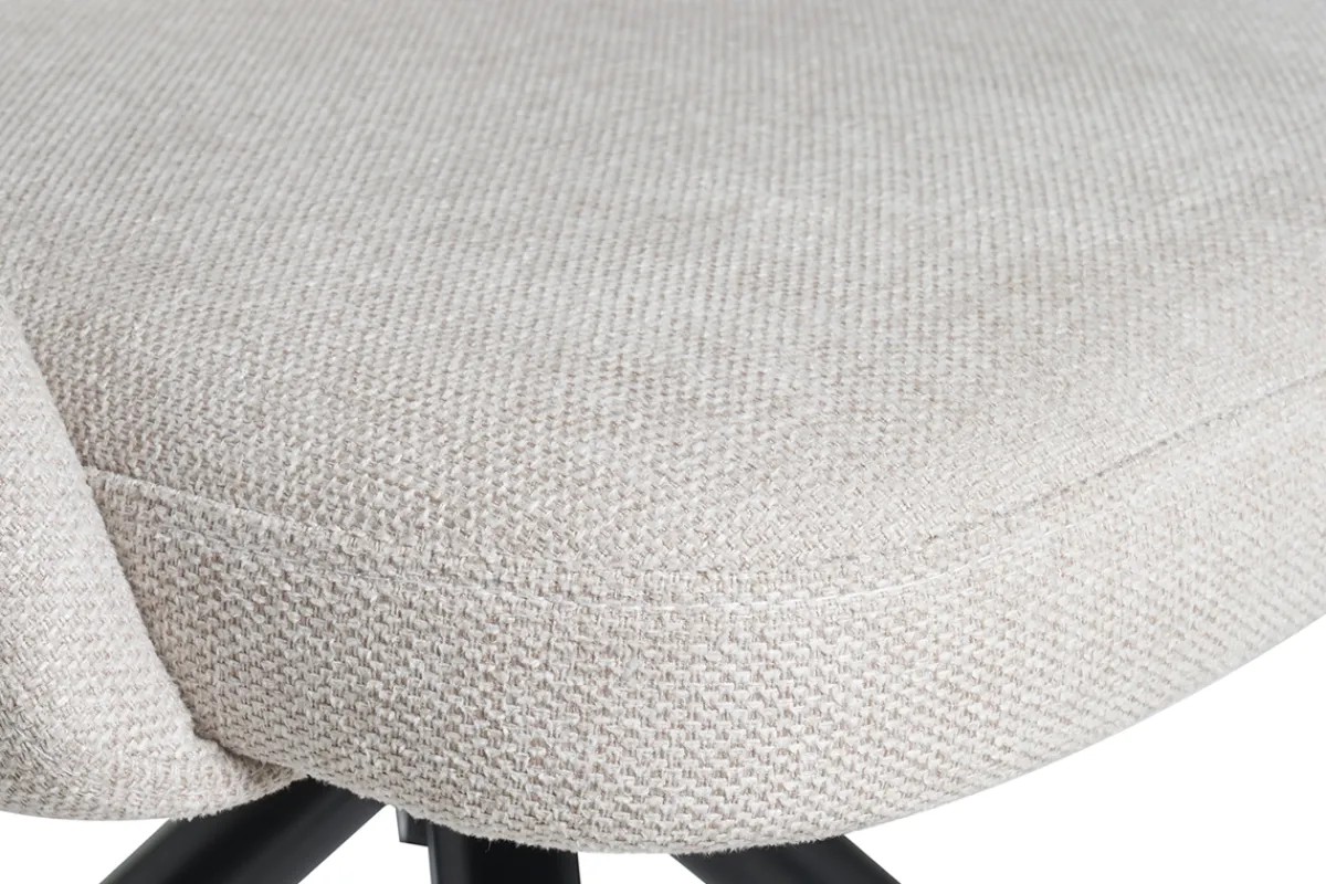 Miliboo Stuhl aus beigem Stoff mit texturiertem Samteffekt und schwarzem Metall 360° drehbar COSETTE* Design-stühle