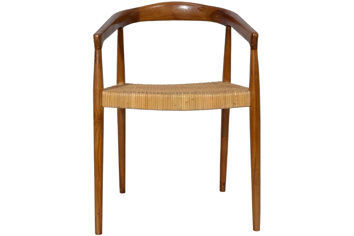 Miliboo Stuhl aus massivem Teakholz und Rattangeflecht NEGARA* Design-stühle