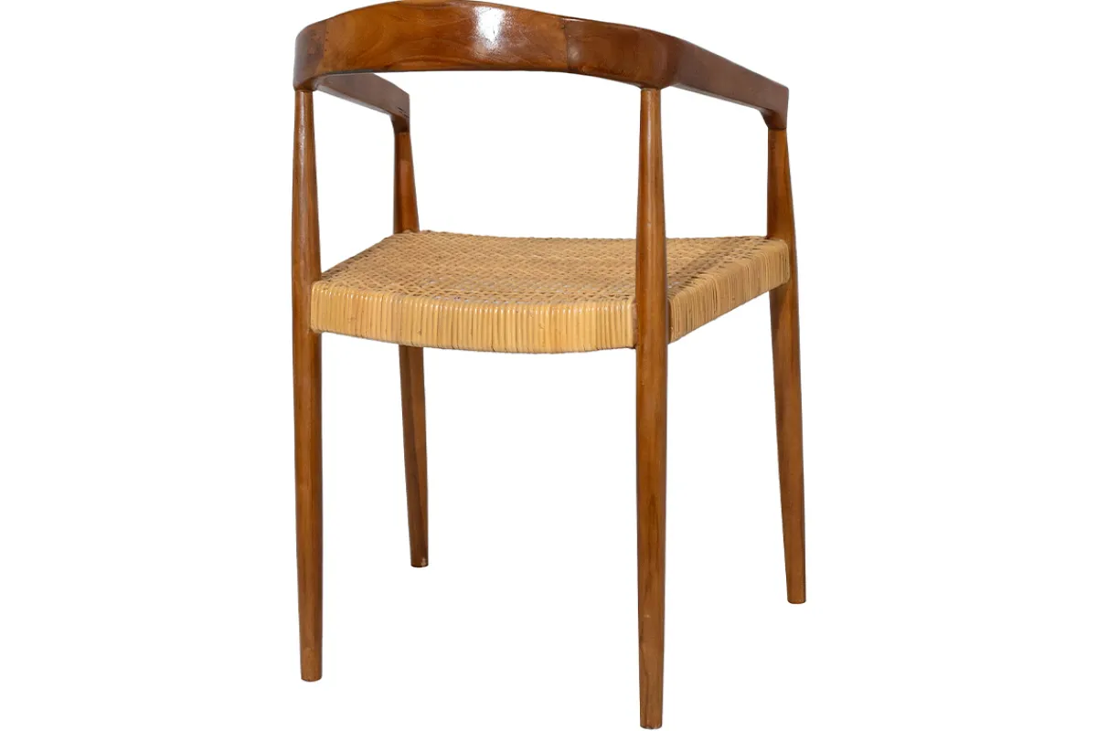 Miliboo Stuhl aus massivem Teakholz und Rattangeflecht NEGARA* Design-stühle