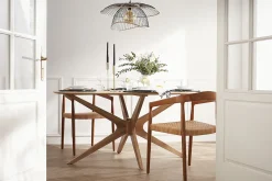 Miliboo Stuhl aus massivem Teakholz und Rattangeflecht NEGARA* Design-stühle