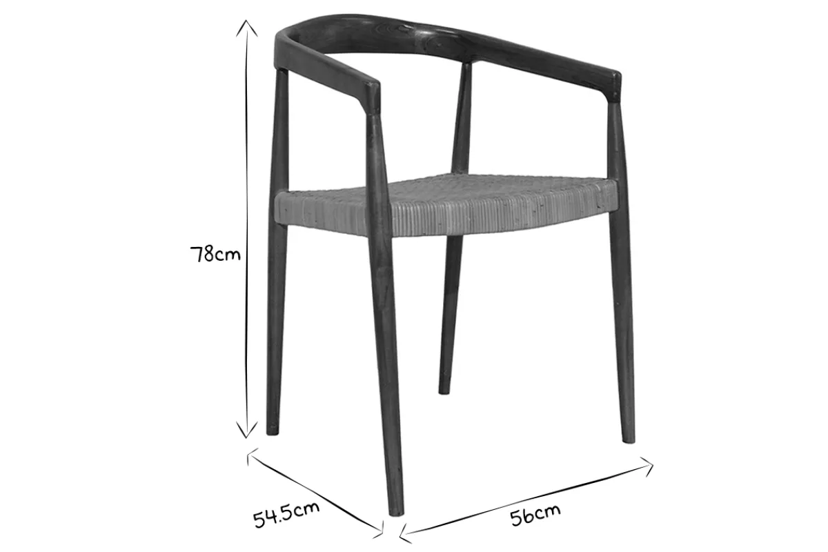 Miliboo Stuhl aus massivem Teakholz und Rattangeflecht NEGARA* Design-stühle