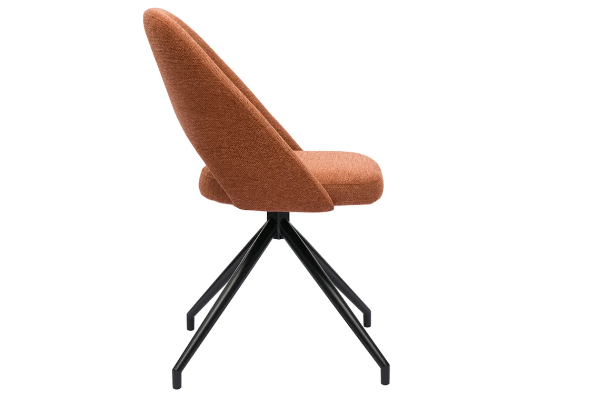 Miliboo Stuhl aus rostbraunem Stoff mit texturiertem Samteffekt und schwarzem Metall 360° drehbar COSETTE* Design-stühle