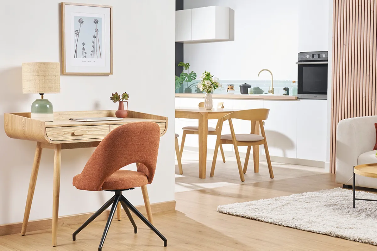 Miliboo Stuhl aus rostbraunem Stoff mit texturiertem Samteffekt und schwarzem Metall 360° drehbar COSETTE* Design-stühle
