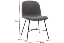 Miliboo Stuhl aus Stoff mit Samteffekt in Dunkelgrau und schwarzem Metall ARCADE* Design-stühle