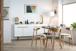 Miliboo Stuhl Holz h und PU Schwarz skandinavisches / japanisches Design WALFORD* Design-stühle|Holzstühle