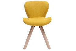 Miliboo Stuhl skandinavisch Stoff senfgelb Beine helles Holz ANYA* Design-stühle