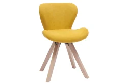Miliboo Stuhl skandinavisch Stoff senfgelb Beine helles Holz ANYA* Design-stühle