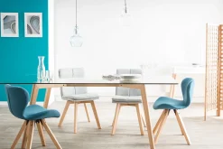 Miliboo Stuhl skandinavisch Stoff Grau Beine helles Holz ANYA* Design-stühle