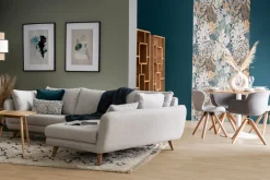 Miliboo Stuhl skandinavisch Stoff Grau Beine helles Holz ANYA* Design-stühle
