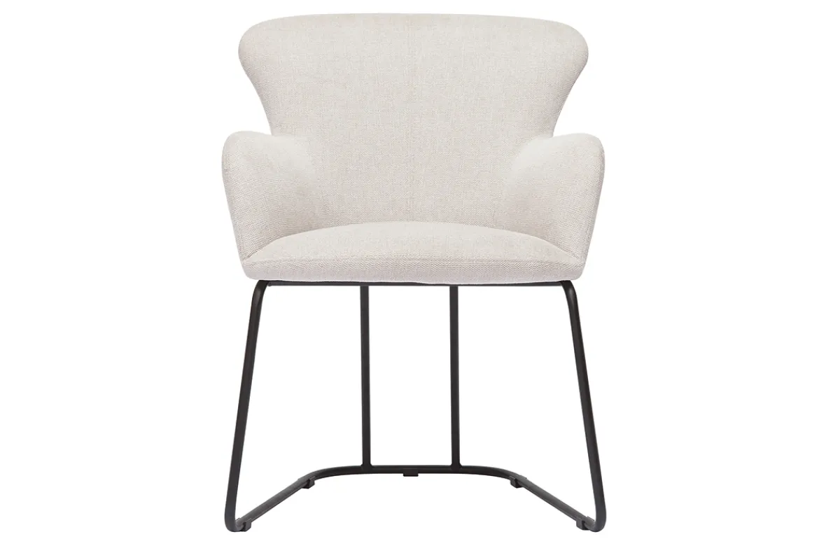 Miliboo Stuhle im beigen Samtdesign mit schwarzem Metallfuß BRITT* Design-stühle