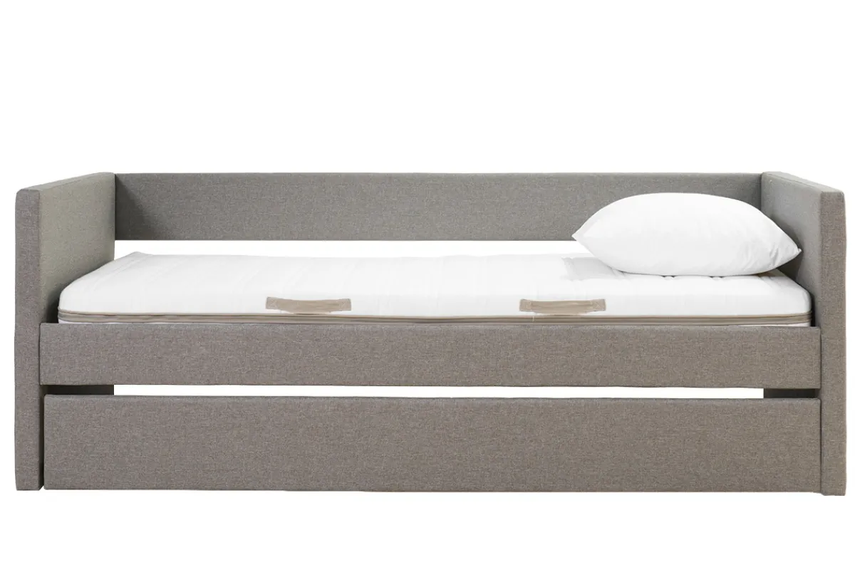 Miliboo Tagesbett mit Ausziehbett hellgrauer Stoff 90x195 cm ELIE*Kinder Betten Für Erwachsene|Kinderbetten