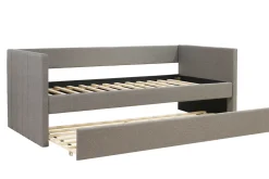 Miliboo Tagesbett mit Ausziehbett hellgrauer Stoff 90x195 cm ELIE*Kinder Betten Für Erwachsene|Kinderbetten