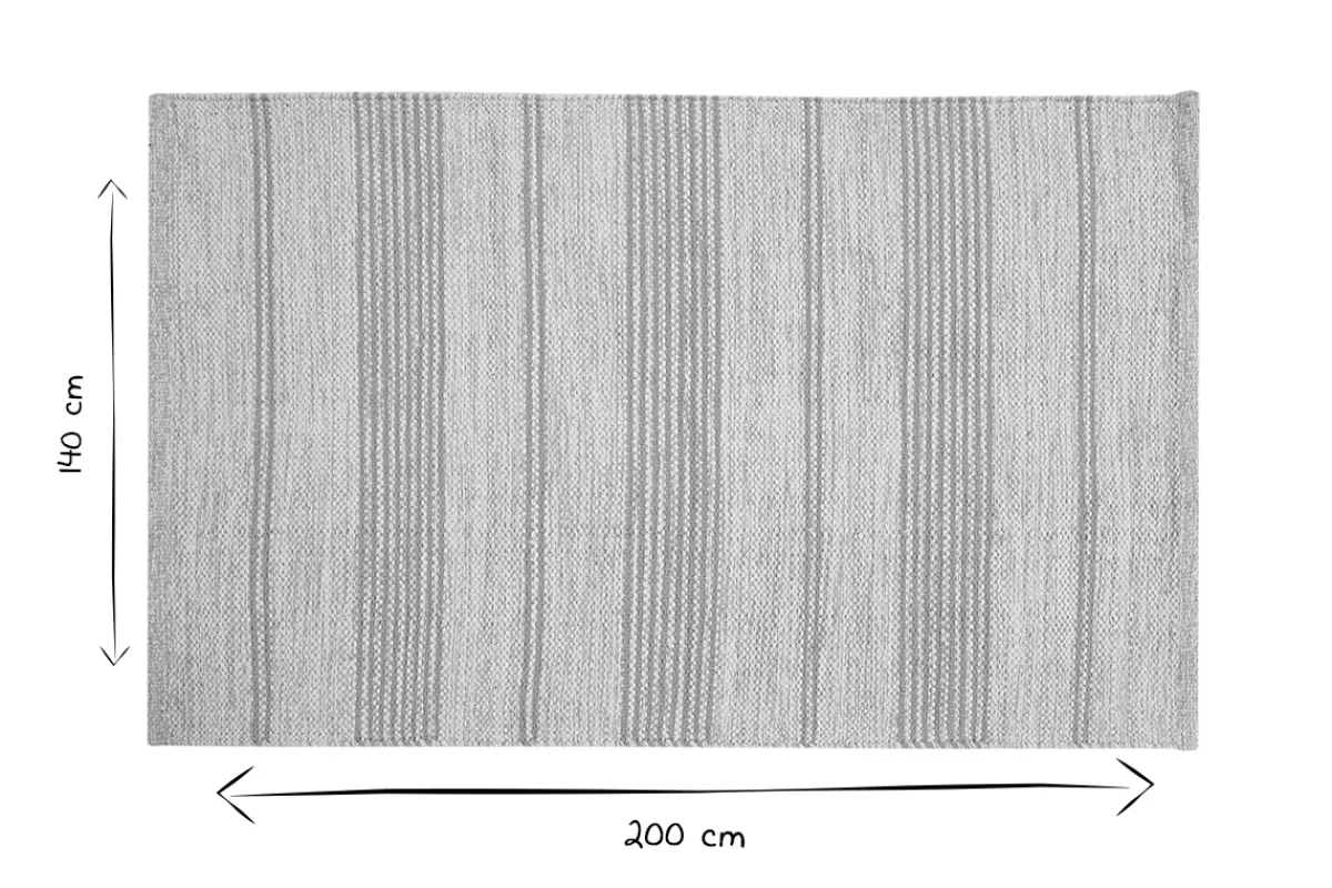 Miliboo Teppich / Bettvorleger rechteckig beige mit gelben Streifen 140 x 200 cm CABOURG* Teppiche|Alle Dekoration