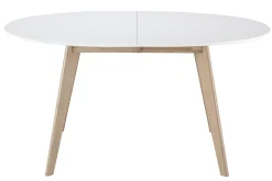 Miliboo Tisch ausziehbar oval Weiß und helles Holz L150-200 LEENA* Ausziehtische
