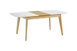 Miliboo Tisch ausziehbar skandinavisch Weiß und Holz Länge 140-180 cm MEENA* Ausziehtische