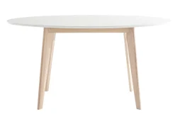 Miliboo Tisch oval 150 cm Weiß und helles Holz LEENA* Esstische