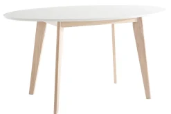 Miliboo Tisch oval 150 cm Weiß und helles Holz LEENA* Esstische