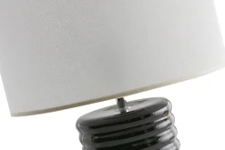 Miliboo Tischleuchte aus emaillierter Keramik in Schwarz mit écrufarbenem Lampenschirm H53 cm BERRO* Tischlampe|Tischlampe