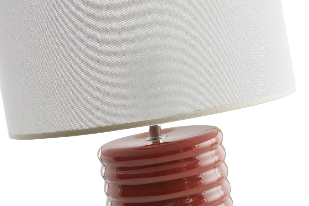 Miliboo Tischleuchte aus emaillierter Keramik in Terracotta mit écrufarbenem Lampenschirm H53 cm BERRO* Tischlampe|Tischlampe