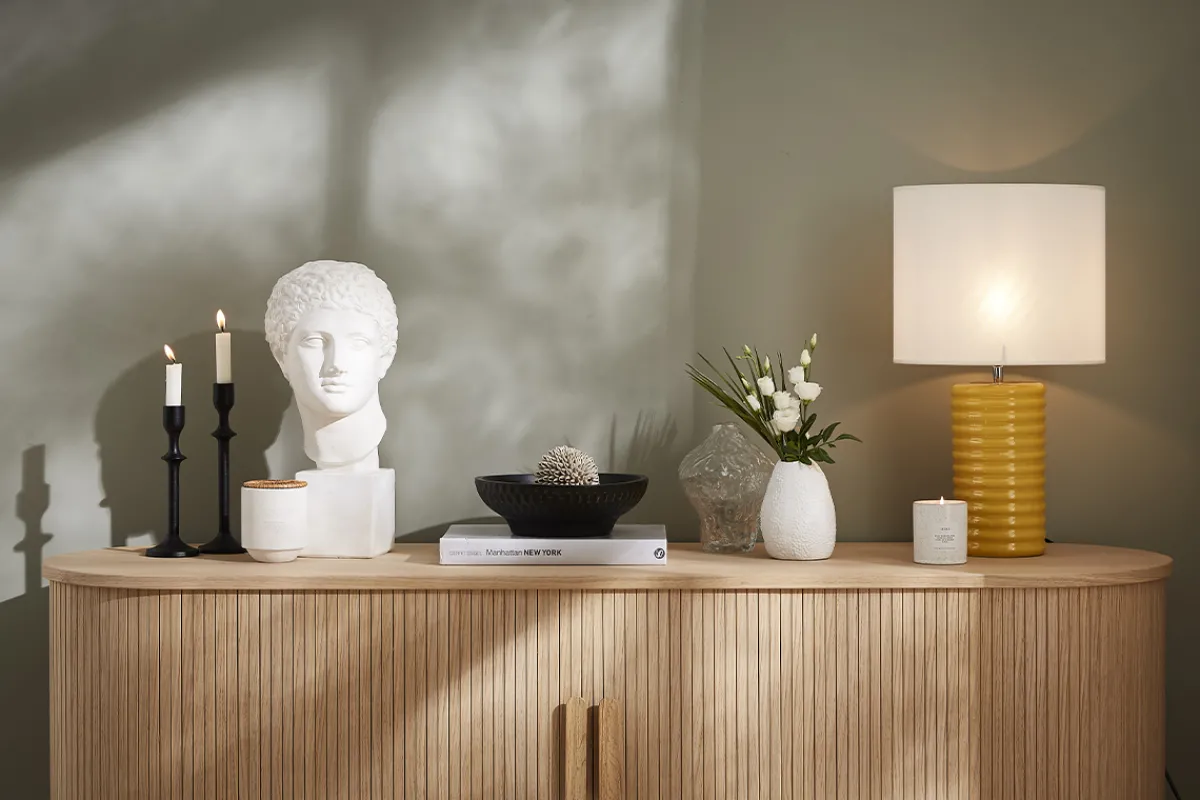 Miliboo Tischleuchte aus emaillierter Keramik in Terracotta mit écrufarbenem Lampenschirm H53 cm BERRO* Tischlampe|Tischlampe