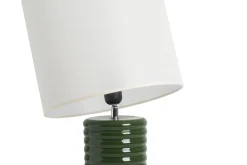 Miliboo Tischleuchte aus emaillierter Keramik in Dunkelgrün mit écrufarbenem Lampenschirm H53 cm BERRO* Tischlampe|Tischlampe