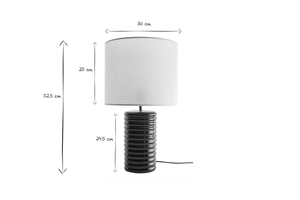 Miliboo Tischleuchte aus emaillierter Keramik in Dunkelgrün mit écrufarbenem Lampenschirm H53 cm BERRO* Tischlampe|Tischlampe