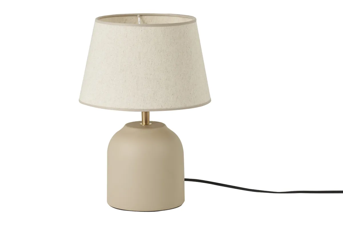 Miliboo Tischleuchte aus matter Keramik in Beige mit Lampenschirm aus Leinen H35 cm SIMAO* Alle Dekoration