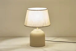 Miliboo Tischleuchte aus matter Keramik in Beige mit Lampenschirm aus Leinen H35 cm SIMAO* Alle Dekoration