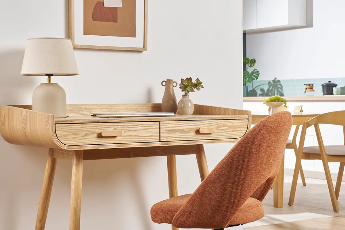 Miliboo Tischleuchte aus matter Keramik in Beige mit Lampenschirm aus Leinen H35 cm SIMAO* Alle Dekoration