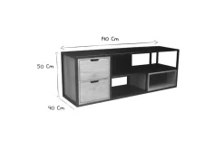 Miliboo TV Möbelstück JAIPUR aus massivem Mangoholz und schwarzem Metall* Tv-lowboards