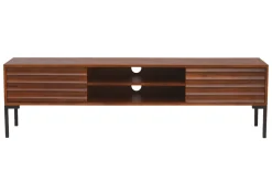 Miliboo TV-Möbel aus dunklem, massivem Mangoholz und schwarzem Metall 2 Türen B160 cm ONDA* Tv-lowboards