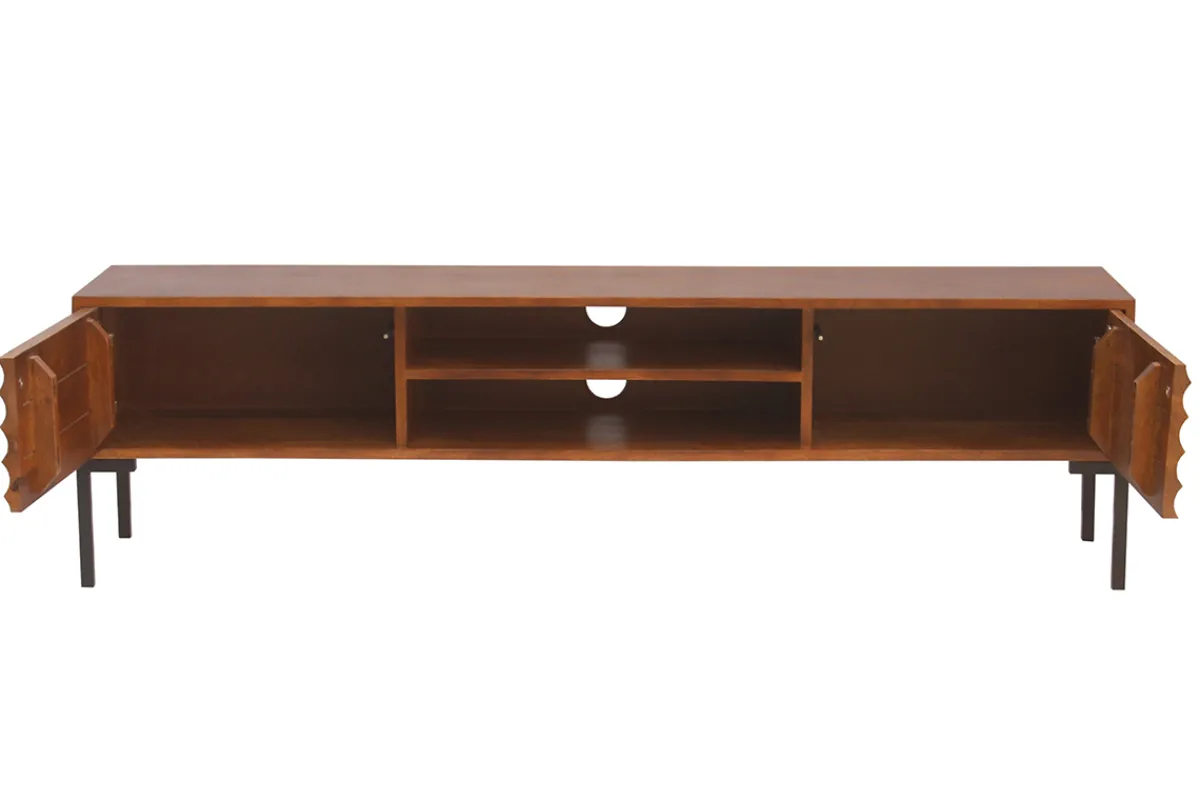 Miliboo TV-Möbel aus dunklem, massivem Mangoholz und schwarzem Metall 2 Türen B160 cm ONDA* Tv-lowboards