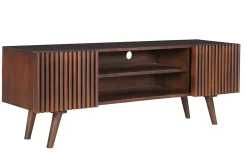 Miliboo TV-Möbel aus dunklem, massivem Mangoholz mit Schiebetüren B140 cm ALBA* Tv-lowboards