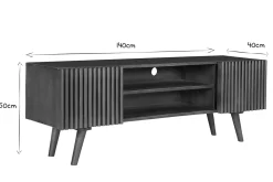 Miliboo TV-Möbel aus dunklem, massivem Mangoholz mit Schiebetüren B140 cm ALBA* Tv-lowboards