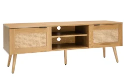 Miliboo TV-Möbel aus hellem Holz, Rattangeflecht und schwarzem Metall L140cm MANILLE* Tv-lowboards