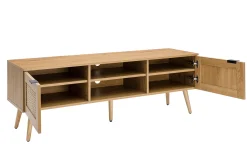 Miliboo TV-Möbel aus hellem Holz, Rattangeflecht und schwarzem Metall L140cm MANILLE* Tv-lowboards
