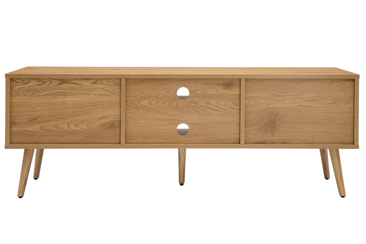 Miliboo TV-Möbel aus hellem Holz, Rattangeflecht und schwarzem Metall L140cm MANILLE* Tv-lowboards