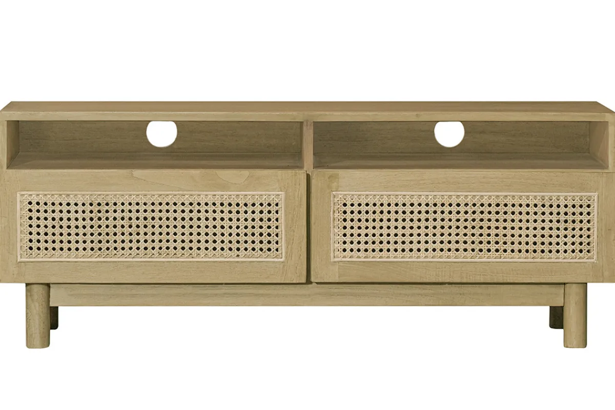 Miliboo TV-Möbel aus hellem Holz und Rattangeflecht L120 cm GALINA* Tv-lowboards
