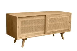 Miliboo TV-Möbel aus massivem Mangoholz und Rattan-Rohrgeflecht B110 cm ACANGE* Tv-lowboards