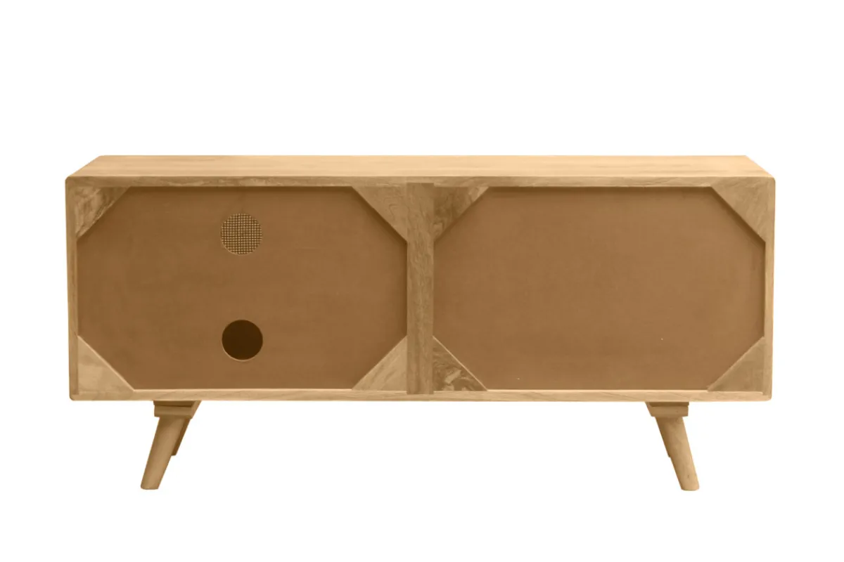 Miliboo TV-Möbel aus massivem Mangoholz und Rattan-Rohrgeflecht B110 cm ACANGE* Tv-lowboards
