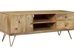 Miliboo TV-Möbel graviert aus Mangoholz und Metall LINIUM* Tv-lowboards