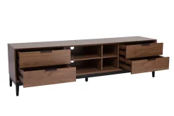 Miliboo TV-Möbel im Vintage-Stil aus dunklem Walnussfurnier und schwarzem Metall mit Stauraum B180 cm SARTO* Tv-lowboards
